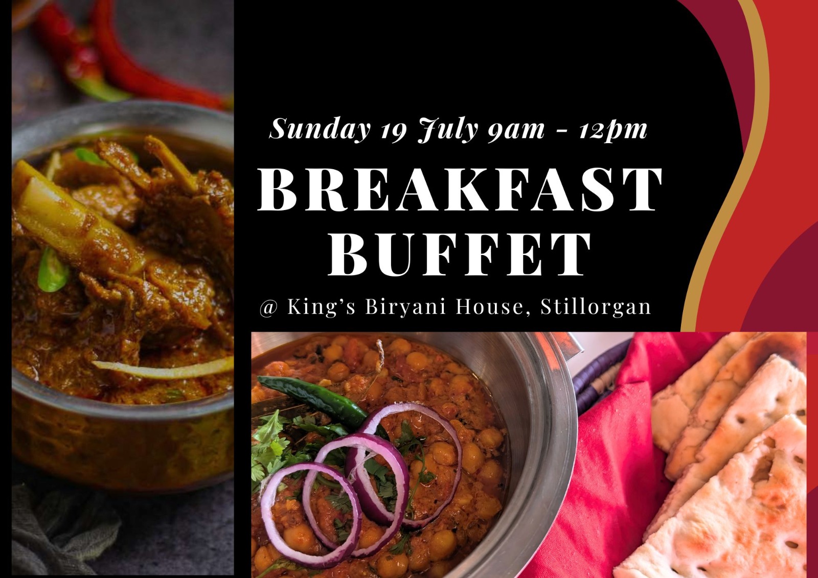 King's Biryani House Sunday Breakfast Buffet, 19 July 9am to 12pm